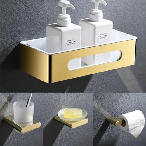 Polished Gold Bath Shelf Bathroom Hardware Set Robe Hook Towel Rail Rack Bar Shelf Toothbrush Holder Bathroom AccessoriesChrome