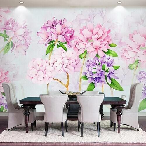 Custom 3D Photo Wallpaper Hand Painted Pink Flowers Home Decor Wall Art Mural Painting For Living Room Sofa Bedroom Background