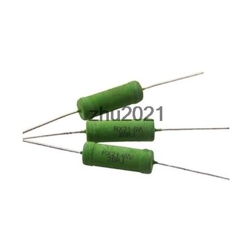 10pcs RX21-5W 6W Fixed Wire Wound Power Resistor Resistance 0.1/0.33/0.5/1/2/2.2/3.3/4.7/5.1/6.8/10/15/20/22R Ohm