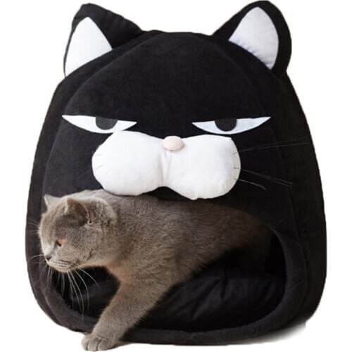 Lovely Pet Cat Bed House Warm Soft Comfortable Sleeping Bag Cat Cave Waterproof Bottom Kennel For Cats Dogs Pet Accessories