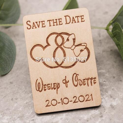 Wedding Save the date wood magnet,Mouse save the date magnet, save the dates