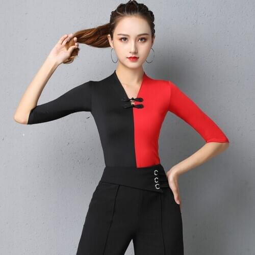 Latin Dance Practice Tops For Women Adult Modern National Standard Dance Training Shirt Female Rumba Tango Dance Clothes DQL4394