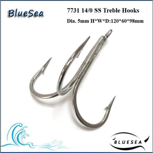 7731 14/0 * 5 Pcs/Pack Stainless Steel Super Large Treble Hooks Big Treble Hooks Wholesale Treble Hooks Weld Treble Hooks