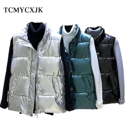 Plus Size Women Down Vest Sleeveless Parka Woman Jacket 3XL,4XL,Black,Blue Autumn Korean Warm Waistcoat Glossy 2021 Vest Winter