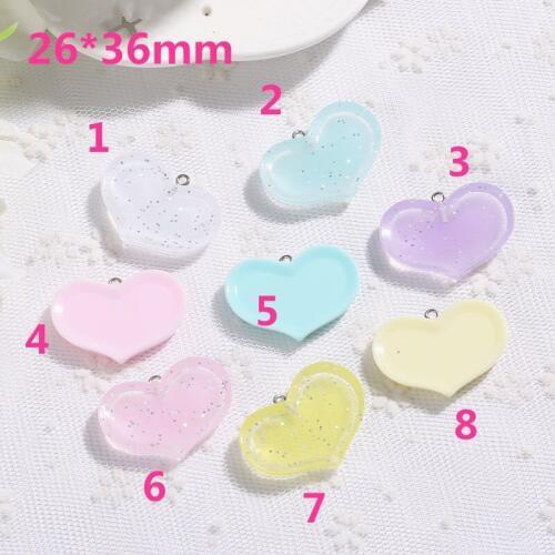 10pcs cute heart plate charms flat back resin charms necklace pendant earring charms for DIY decoration