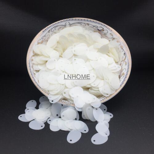 1200pcs/lot 9*13mm Small Oval Egg Shape Sequins PVC Craft Flat With Side Hole Belly Dance Garment DIY Matte White
