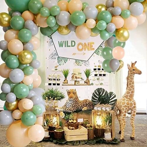 126Pcs Sage Green Balloon Arch Jungle Decoration Balloons Garland Kit Baby Shower Globos Birthday Balloons Wedding Party Decor