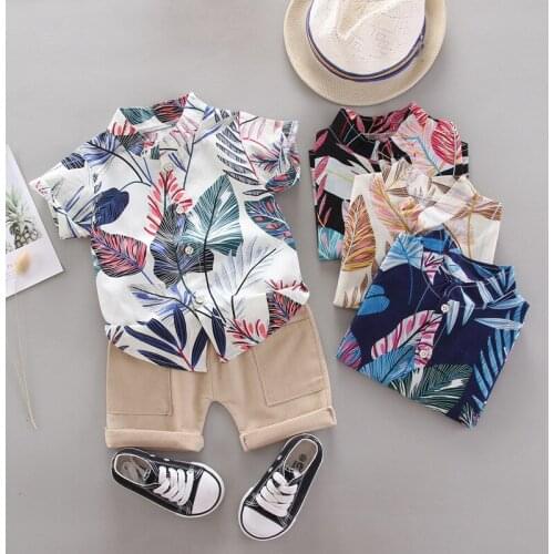 2021 Summer Infant Baby Boy Clothes Set Printed Short Sleeve Shirt And Shorts Set Kids Casual Suit For Newborn 1-4 Years