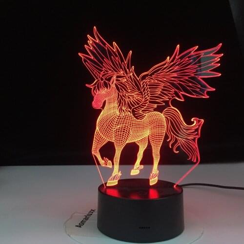 Pegasus Tenma 3D Illusion Lamp for Child Bedroom Decor Nightlight Color Changing Atmosphere Event Prize Led Night Light Supercar