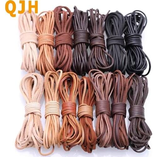 5M diy cowhide rope leather top layer cowhide rope bracelet necklace rope braided jewelry material round flat width 3mm rope