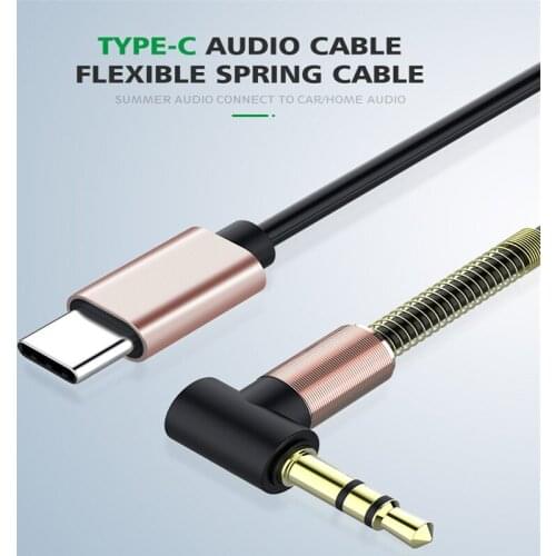 3.5mm Audio Cable Type-C Female To Male Aux Cable Type-C To 3.5mm Spring Audio Cable For Xiaomi Samsung Phone Speaker Car Audio