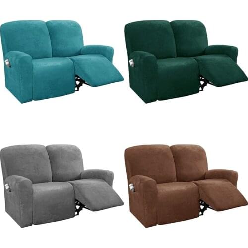 1 2 Seater Velvet Recliner Sofa Covers Lounger Chair Slipcovers for Living Room Couch Pets Covers Furniture Protector Elastic