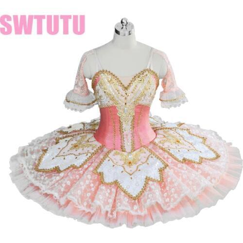 Free shipping adult High-grade pink ballet tutu with lace perfromance ballet tutu for girls competiton ballet tutuBT9039