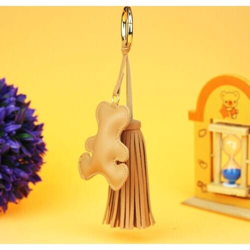 Bag Charm Keychain Tassel Leather Bear Key Chain Women Metal Keyring Key Ring Porta Chaves Llaveros Mujer Brelok Sleutelhanger