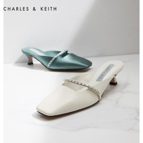 CHARLES＆KEITH New Arrival for Summer 2021 CK1-60361324 Womens square toe mules with gemstones