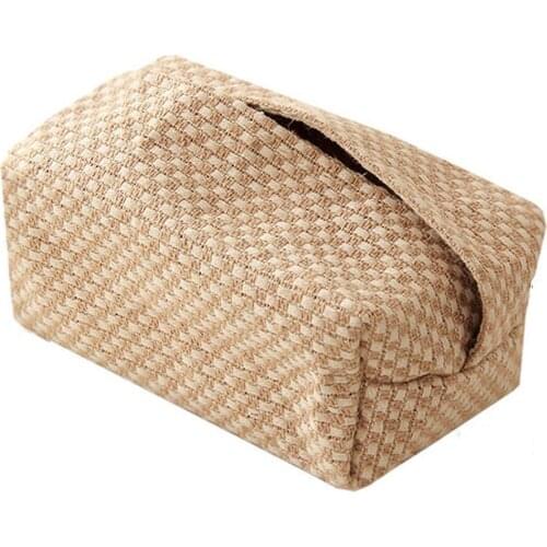 Japanese-Style Jute Tissue Case Napkin Holder for Living Room Table Tissue Boxes Container Home Car Papers Dispenser Holder