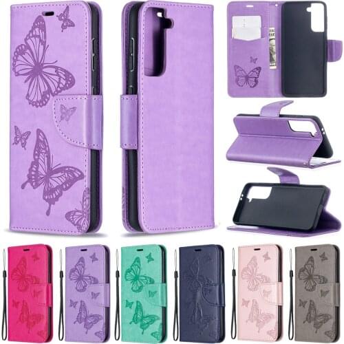 Butterfly leather Wallet Phone Case For Samsung S9 S10 S20 S21 S30 Plus Ultra S10E S20FE S21FE Note 10 Pro Note 20 Ultra Cases
