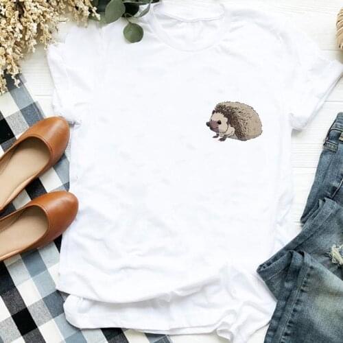 Cartoon tshirt Womens T-shirt Ulzzang Harajuku T shirt 90s Girls Tshirt 2021 New Summer T-shirt Kawaii Hedgehog Tshirt female