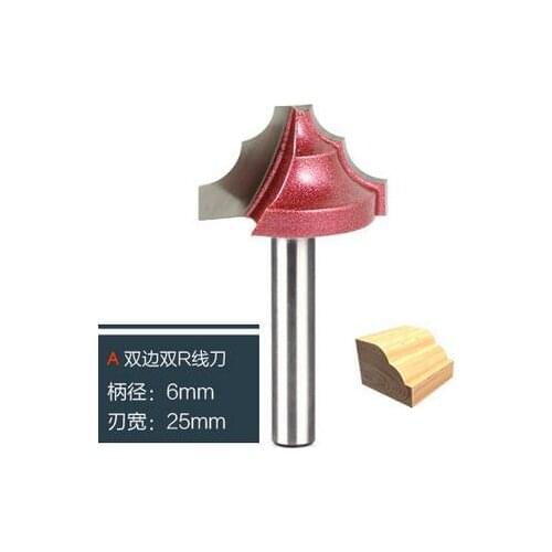 Free shipping,1pc A-6*25mm(Shank*Blade Width)3D Lace Woodworking CNC Engraving Machine Milling cutter, double blades and R tool