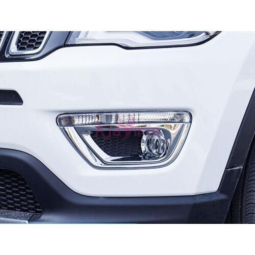 Chrome Car Styling Silver Color Front Fog Lamp Cover Light Trim Overlay Panel 2017 2018 For Jeep Compass Accessories