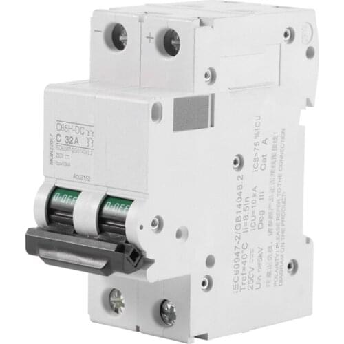 JFBL Hot C65H-DC 2P 250V Miniature Circuit Breaker 63A for Solar Panel Grid System Wind Energy and Solar Hybrid System DC System