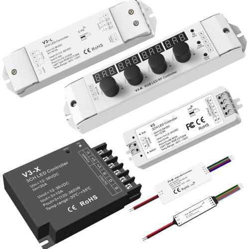 High Power 3 Channel RGB LED Controller For RGB LED Strip Lights SMD COB Dimmer 2.4G RF Wireless 12V 24V 36V 5A 15A