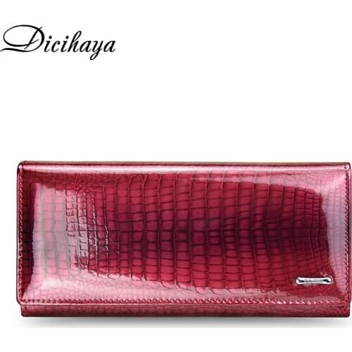 DICIHAYA Genuine Leather Women Clutch Wallet and Female Coin Purse Portomonee Clamp For Phone Bag Card Holder Handy Zipper Bags