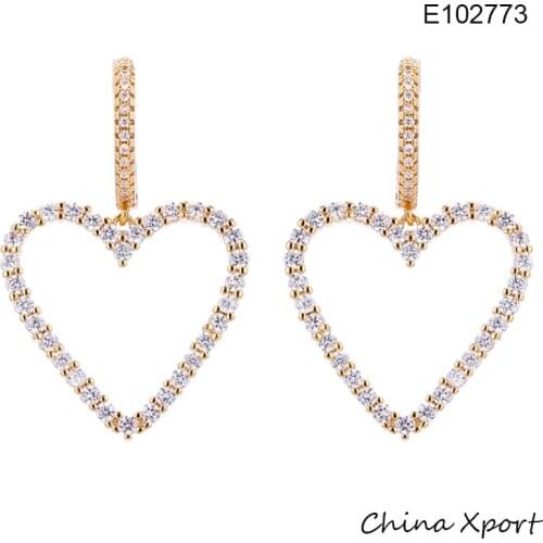 2020 best seller earrings cubic zirconia gold plating women girls earrings hear shape beautiful fashional earrings good gifts