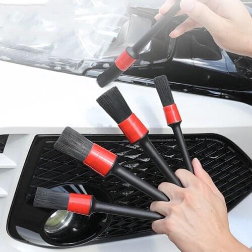 5pcs Natural Cleaning Brush Auto Detailing Brush Set Car Cleaning Brushes Wheels Dashboard Car-styling Accessories