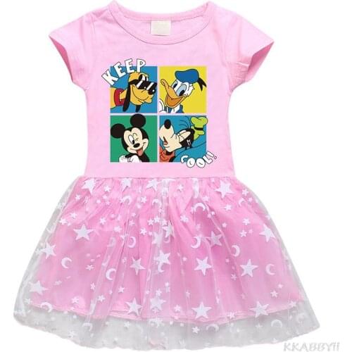 Disney Mickey Mouse New Princess Dress Kids Cartoon Dress for Girls Wedding Party Fashion Girls Dress School