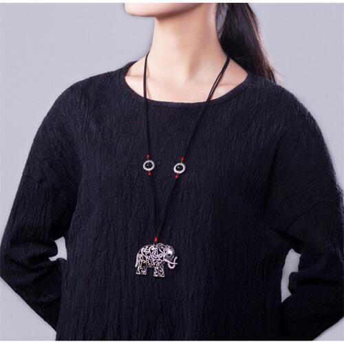 New arrivals women sweater necklaces hot sale tibetan silver elephant pendant vintage jewelry online shopping india BX003