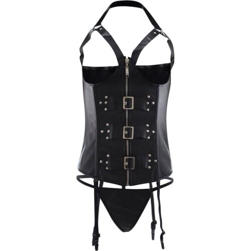 Open Bra Brief Sets Sexy Lingerie Women Hot Erotic Leather Sexy Underwear Lenceria Sensual Mujer Sex Corset Exotic Costumes