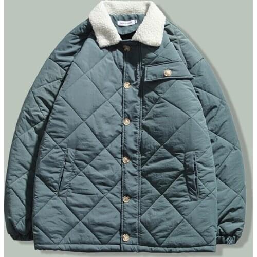 Harajuku Retro Plaid Parka Men 2021 Hip Hop Streetwear Loose Parkas Coat Winter Thicken Keep Warm Couple Unisex Oversized Jacket