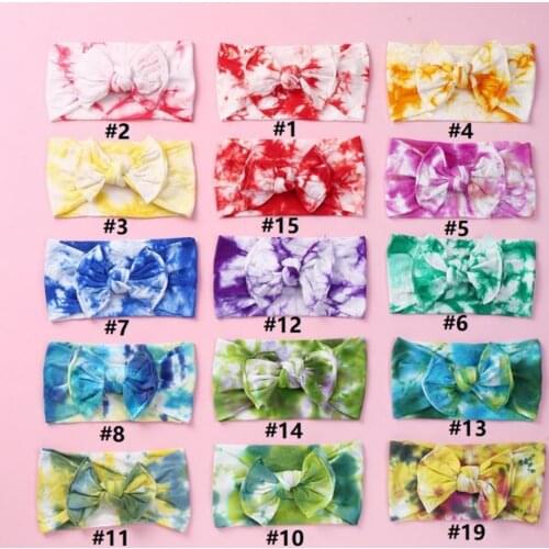 80% NEW Turban Tie-Dye Accessories Nylon Girl Baby Knot Bow Headbands for Newborns Newborn Photography Props Baby Shower Gifts