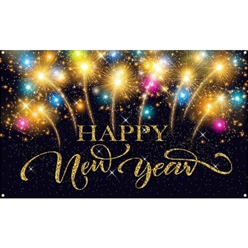 Holiday Backdrop Happy New Year Fireworks Photography Background Xmas Celebration Decor Photo Booth Studio Prop