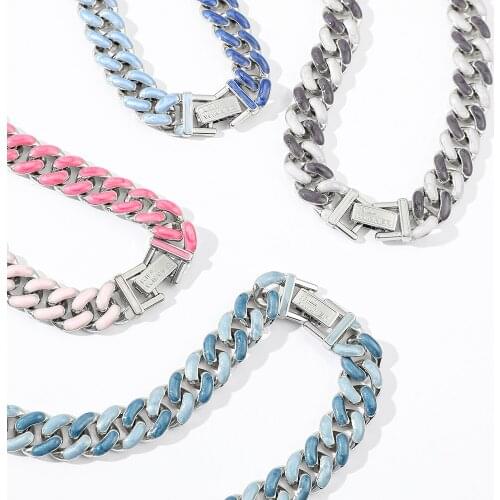 Basic Punk Alloy Gradient Necklace For Men Women Cuban Chain Hip-Hop Jewelry Fashion Solid Metal Accessories Gift For Friends