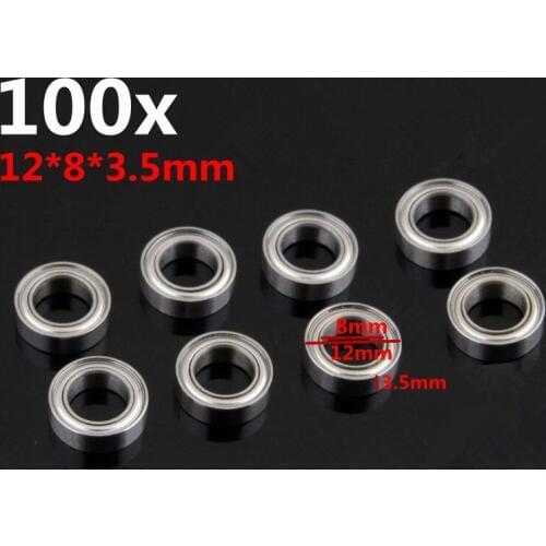 100 Pieces RC Car Part 12*8*3.5mm Ball Bearing For 1/18 Scale Revel 24540 Scorch Hobbico Dromida BX/MT/SC4.18 Monster Truck