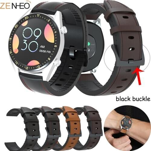 Strap Watchband 20mm Wristband For Huawei Watch GT2 42mm silicone +Leather Wriststrap For samsung Galaxy watch Active 2 40 44mm