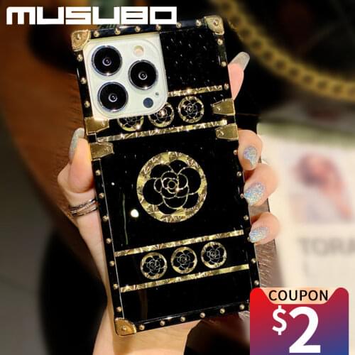 Musubo Luxury 3D Pattern Silicon Phone Case For iPhone 13 PRO 12 11 Pro Max XS XR SE 6 7 8 Plus Glitter Soft Square Cover Fundas