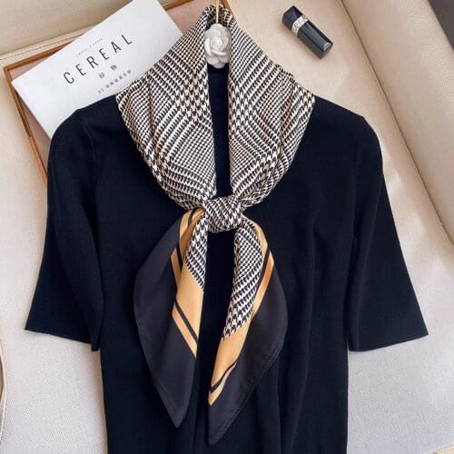 Twill Silk Scarf Luxury Brand Fashion Four Seasons Head Scarf Hijab Foulard Iuxe Bandana Femme Headband Headwraps For Women