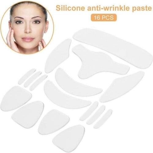 16 In 1 Face Silicone Sticker Reusable Transparent Firming Forehead Anti Sticker Eye Wrinkle Neck Pad Face Lifting P6T1