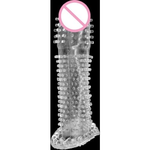 Silicone Penis Sleeve Male Extensions Enlargement Men Delay Spray Cock Ring Adult Sex Products