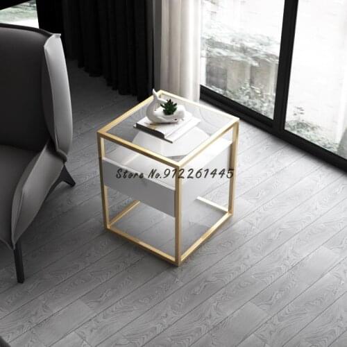 Nordic Bedside Table Side Table Side Table Light Luxury Simple Ins Wind Sofa Side Table Living Room Small Tea Table Glass Corner
