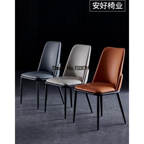 Light luxury dining chair modern minimalist dining table chair home Nordic backrest stool soft bag negotiation hotel chair minim