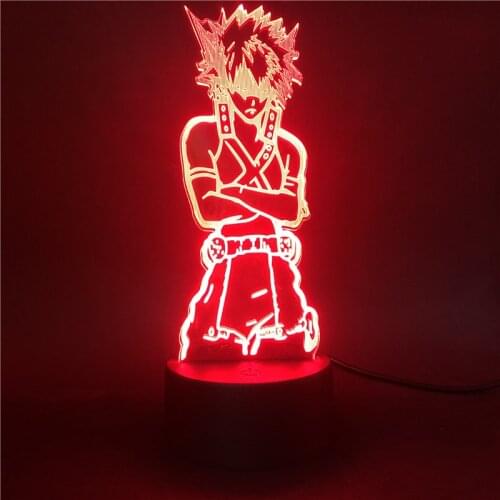 Anime My Hero Academia Led Night Light Cool Bakugou Katsuki Figurine Led 3d Lamp Nightlight Kids Bedroom Decor Birthday Gift Toy