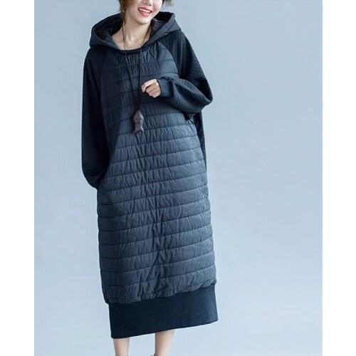 Loose Hoodies Pullover Women Winter Jacket Cotton Padded Warm Thicken Female Black Coat Long Parka Women Clothing Plus Size 6XL