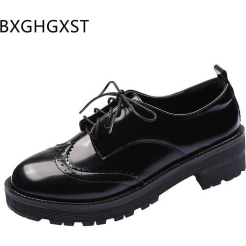 Oxford shoes for women leather shoes women brogue summer vintage platform shoes women Harajuku tenis feminino casual buty damski