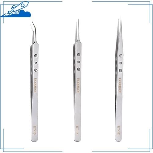 Ecooper Lengthened Needle-Shaped Pointed Tweezer Anti-static Stainless Phone Repair Hand Tools Straight Tip Precision Forceps