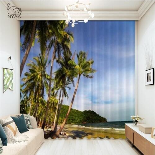 Beach Sunset With Endless Horizon Curtain Hooks Curtains In The Room Home Decoration Luxury Curtains For Bedroom Micro Shading