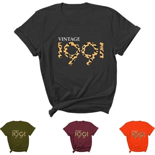 VINTAGE 1991 Letter Print Women T Shirt Short Sleeve O Neck Loose Women Tshirt Ladies Tee Shirt Tops Clothes Camisetas Mujer